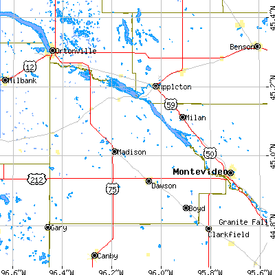 Lac qui Parle County close-up map