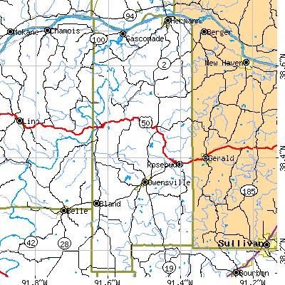 Gasconade County close-up map