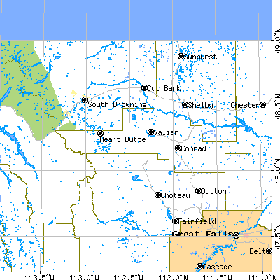 Pondera County close-up map