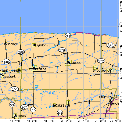 Orleans County close-up map