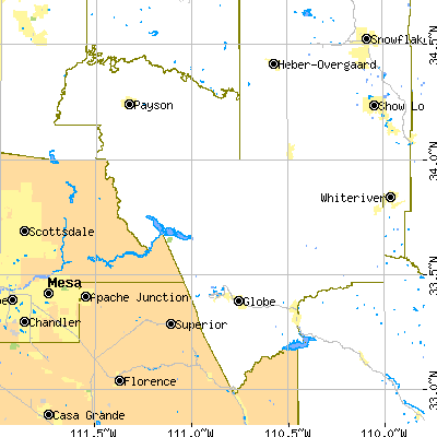 Gila County close-up map