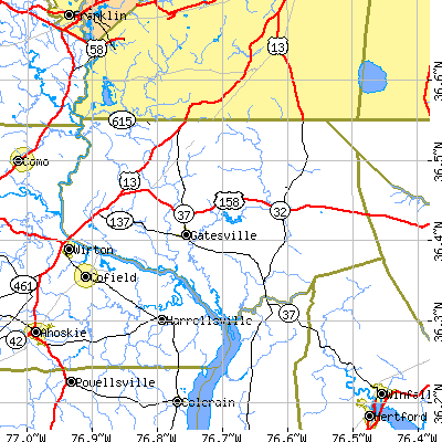 Gates County close-up map