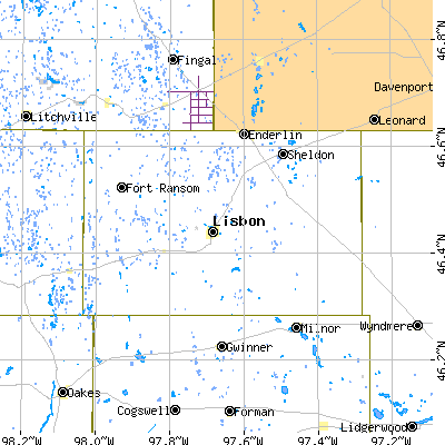 Ransom County close-up map