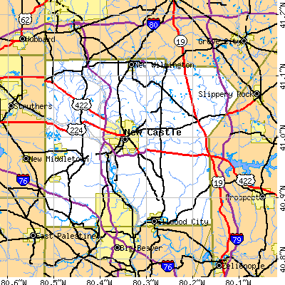 Lawrence County close-up map