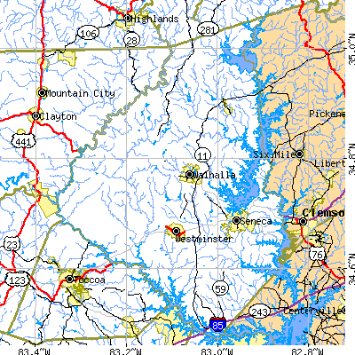 Oconee County close-up map