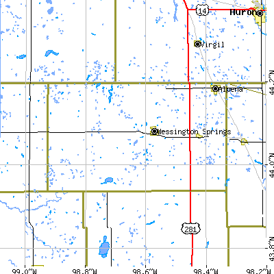 Jerauld County close-up map