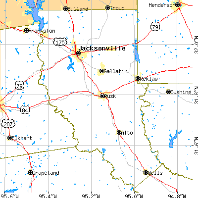 Cherokee County close-up map