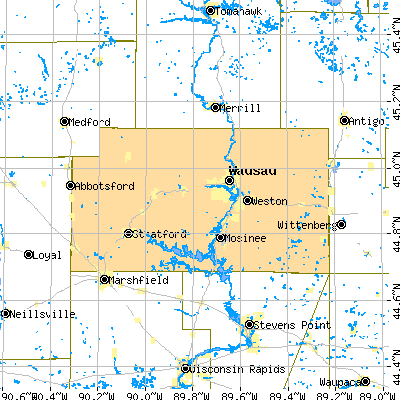 Marathon County close-up map