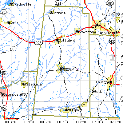 Lamar County close-up map
