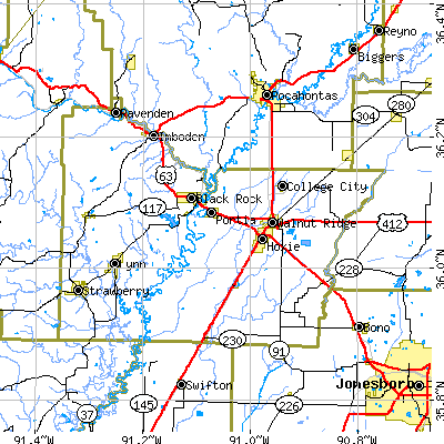 Lawrence County close-up map