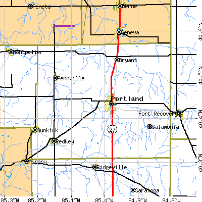 Jay County close-up map