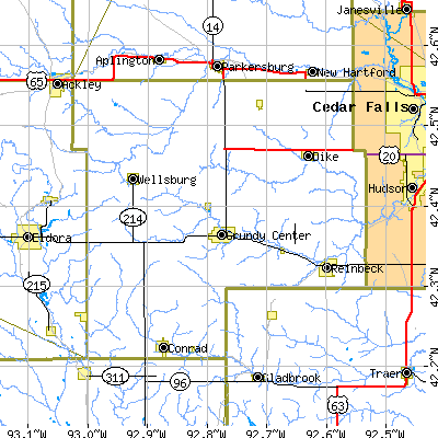 Grundy County close-up map