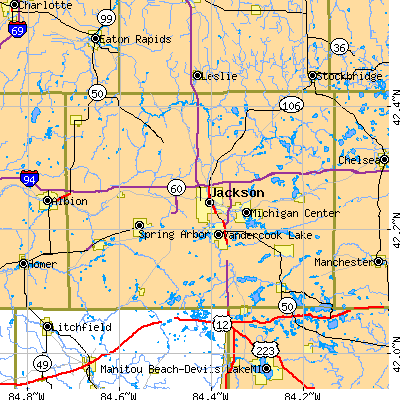 Jackson County close-up map