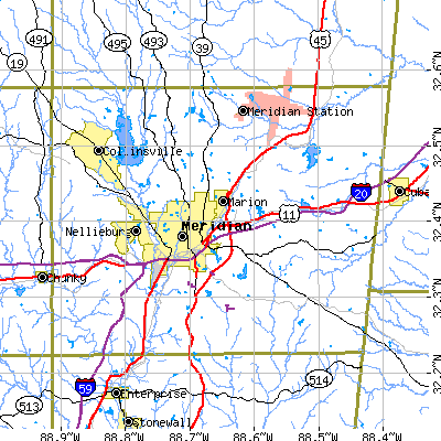 Lauderdale County close-up map