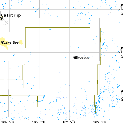 Powder River County close-up map