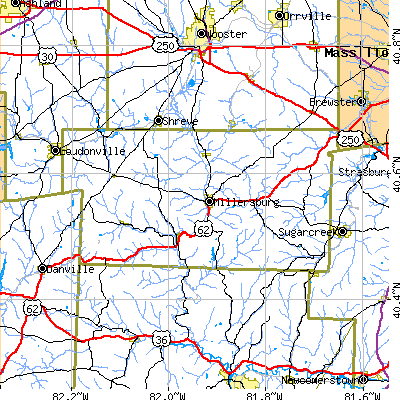 Holmes County close-up map