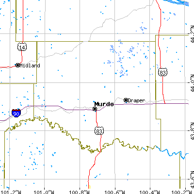 Jones County close-up map