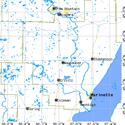 Marinette County close-up map