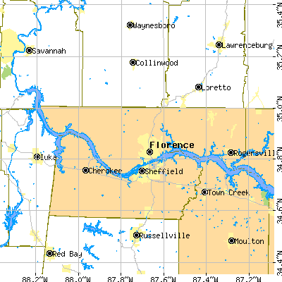 Lauderdale County close-up map