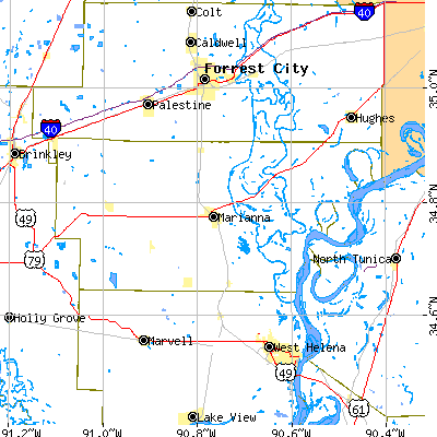 Lee County close-up map
