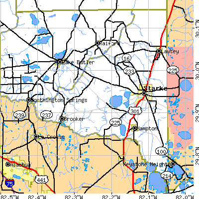 Bradford County close-up map