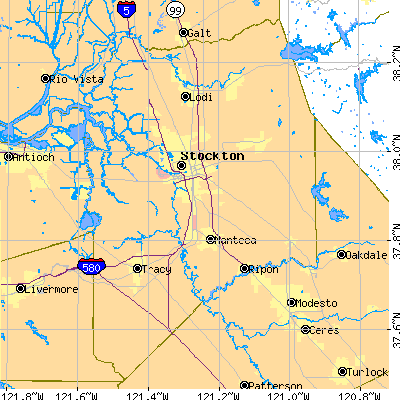 San Joaquin County close-up map