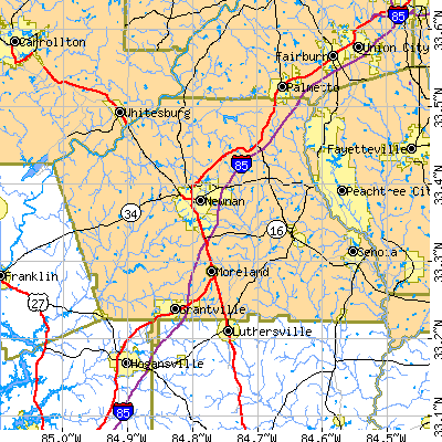 Coweta County close-up map