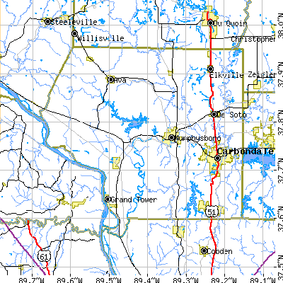 Jackson County close-up map