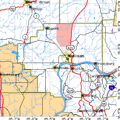Jefferson County close-up map