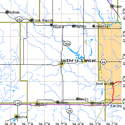 Guthrie County close-up map