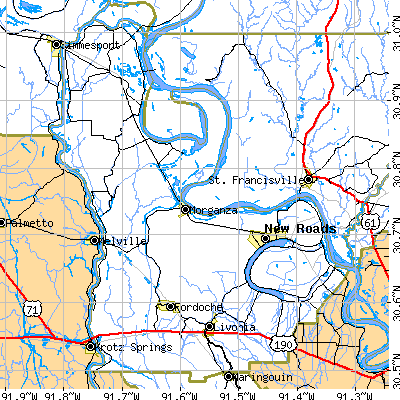 Pointe Coupee Parish close-up map