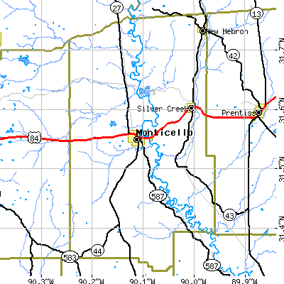 Lawrence County close-up map