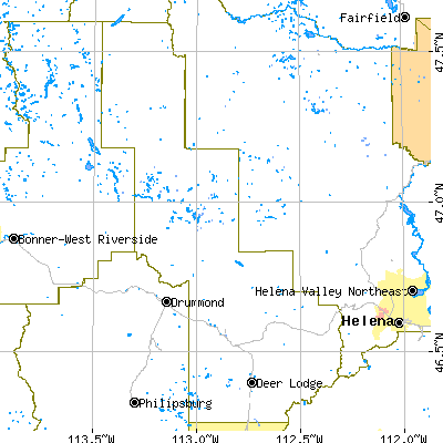 Powell County close-up map