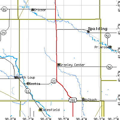 Greeley County close-up map
