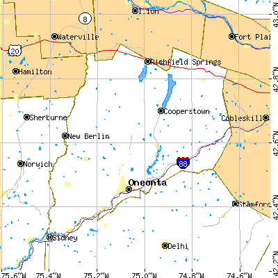 Otsego County close-up map