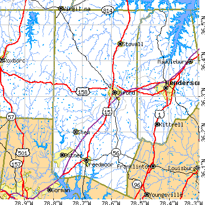 Granville County close-up map