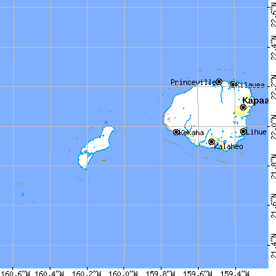Kauai County close-up map