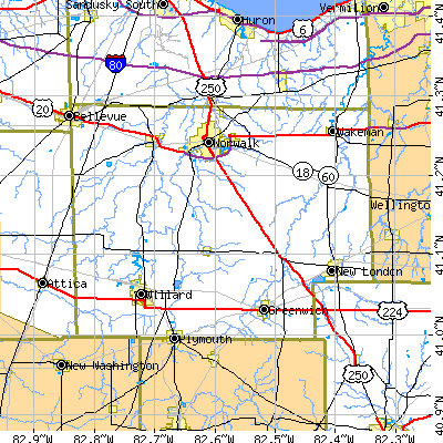 Huron County close-up map