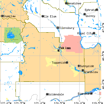 Yakima County close-up map