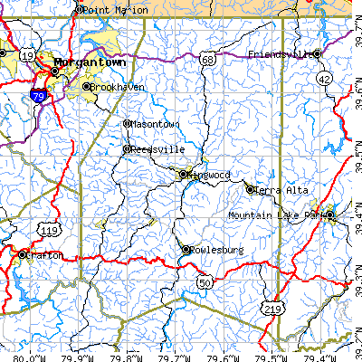 Preston County close-up map