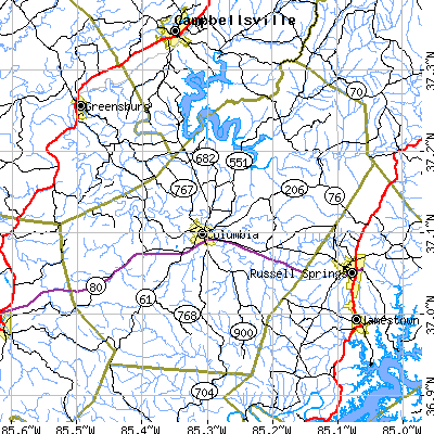 Adair County close-up map