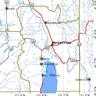 Bear Lake County close-up map