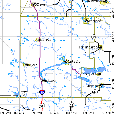 Marquette County close-up map