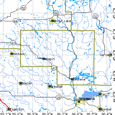 Menominee County close-up map
