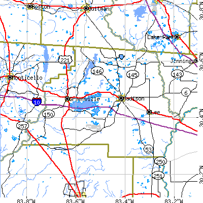 Madison County close-up map