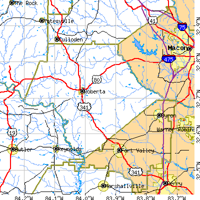 Crawford County close-up map