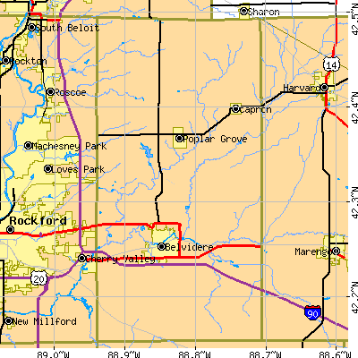 Boone County close-up map