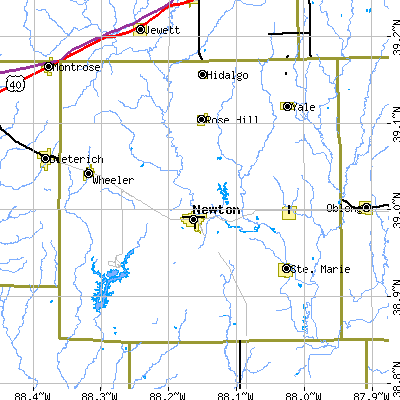 Jasper County close-up map