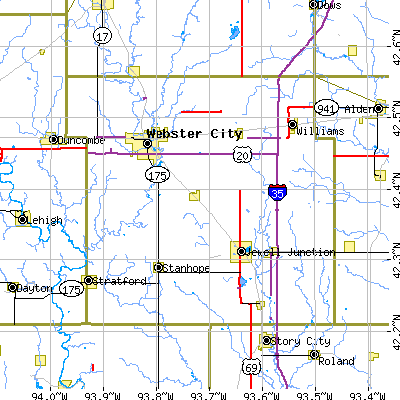 Hamilton County close-up map