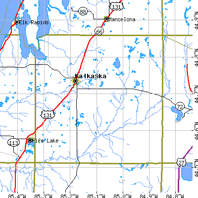 Kalkaska County close-up map